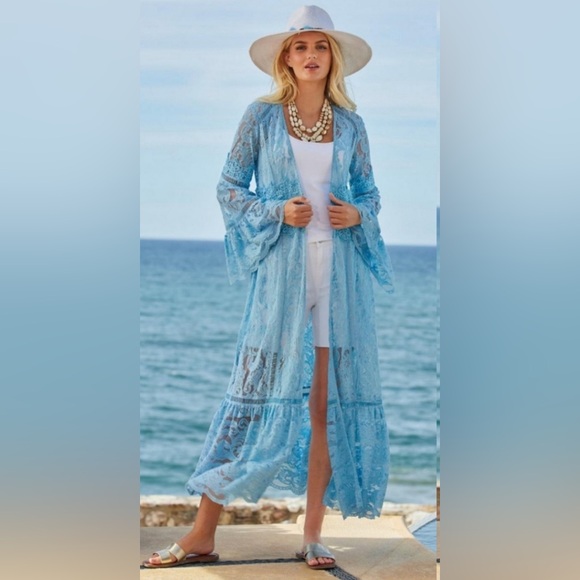 Boston Proper Boho-Flared Dress NWOT BLUE - Picture 1 of 9